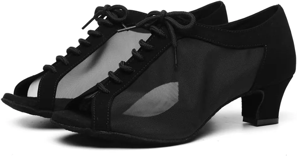 SWDZM Women Ballroom Dance Shoes Salsa Latin Practice Shoes Lace-up Teaching Dance Shoes,Model YCL504
