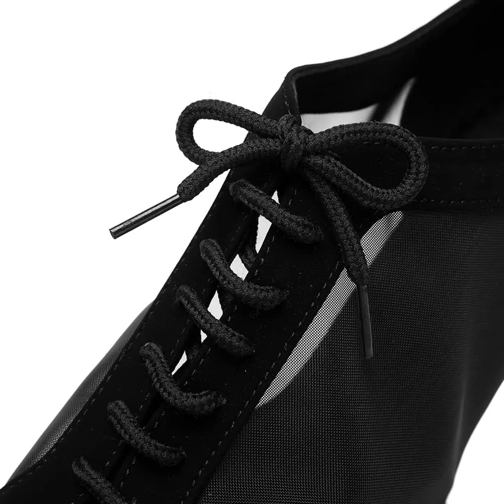 SWDZM Women Ballroom Dance Shoes Salsa Latin Practice Shoes Lace-up Teaching Dance Shoes,Model YCL504