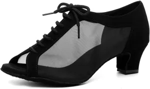 SWDZM Women Ballroom Dance Shoes Salsa Latin Practice Shoes Lace-up Teaching Dance Shoes,Model YCL504