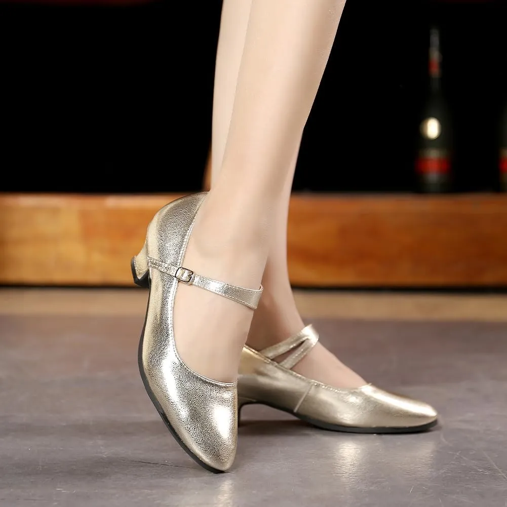 SWDZM Womens Ballroom Dance Shoes Closed Toe Latin Salsa Character Tango Practice Dancing Shoes
