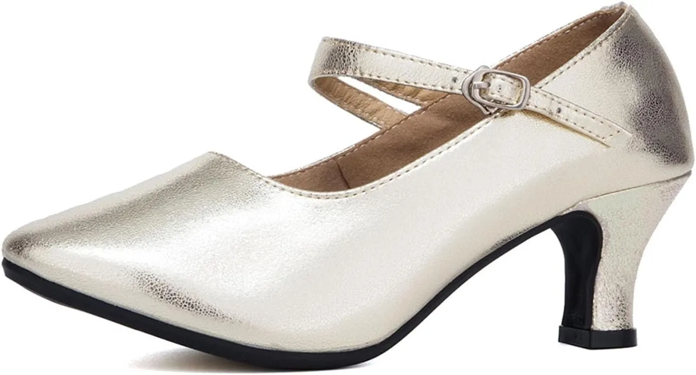 SWDZM Womens Ballroom Dance Shoes Closed Toe Latin Salsa Character Tango Practice Dancing Shoes