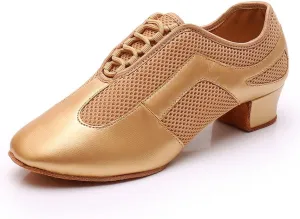 SWDZM Women's Ballroom Dance Shoes Lace-up Closed Toe Latin Modern Sala Performance Dance Practice Teaching Shoes,Model WDL-K1