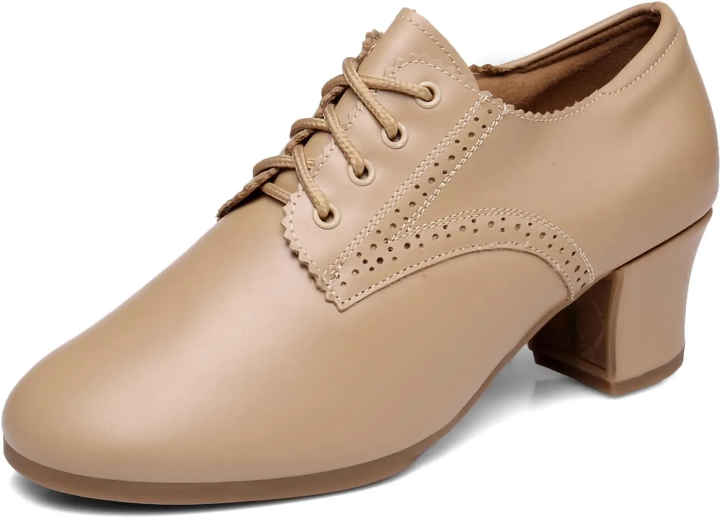 SWDZM Women's Ballroom Dance Shoes Lace-up Closed Toe Latin Modern Sala Performance Dance Practice Teaching Shoes,Model WDL-K1