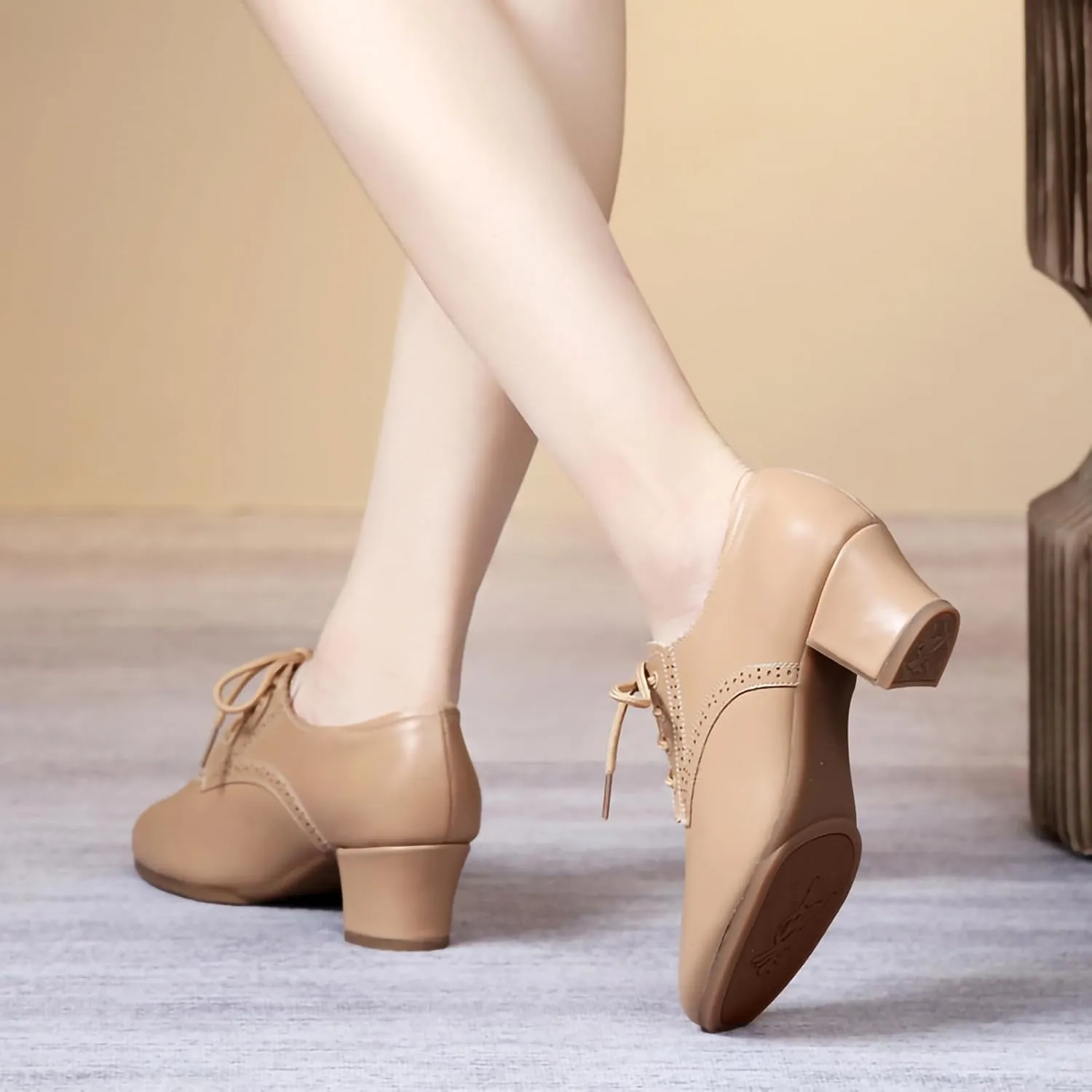 SWDZM Women's Ballroom Dance Shoes Lace-up Closed Toe Latin Modern Sala Performance Dance Practice Teaching Shoes,Model WDL-K1