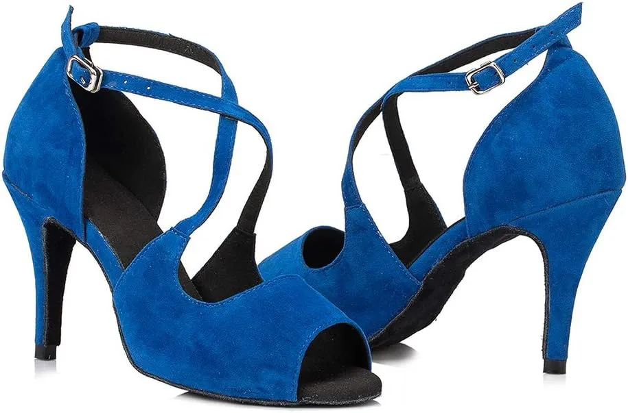 SWDZM Women's Standard Latin Dance Shoes Salsa Ballroom Wedding Performance Dancing Shoes Peep toe Model-L008