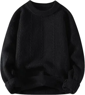 Sweaters for Men, Men's Crewneck Sweater Soft Casual Sweaters for Men Solid Color Classic Pullover Sweaters Sweatshirt