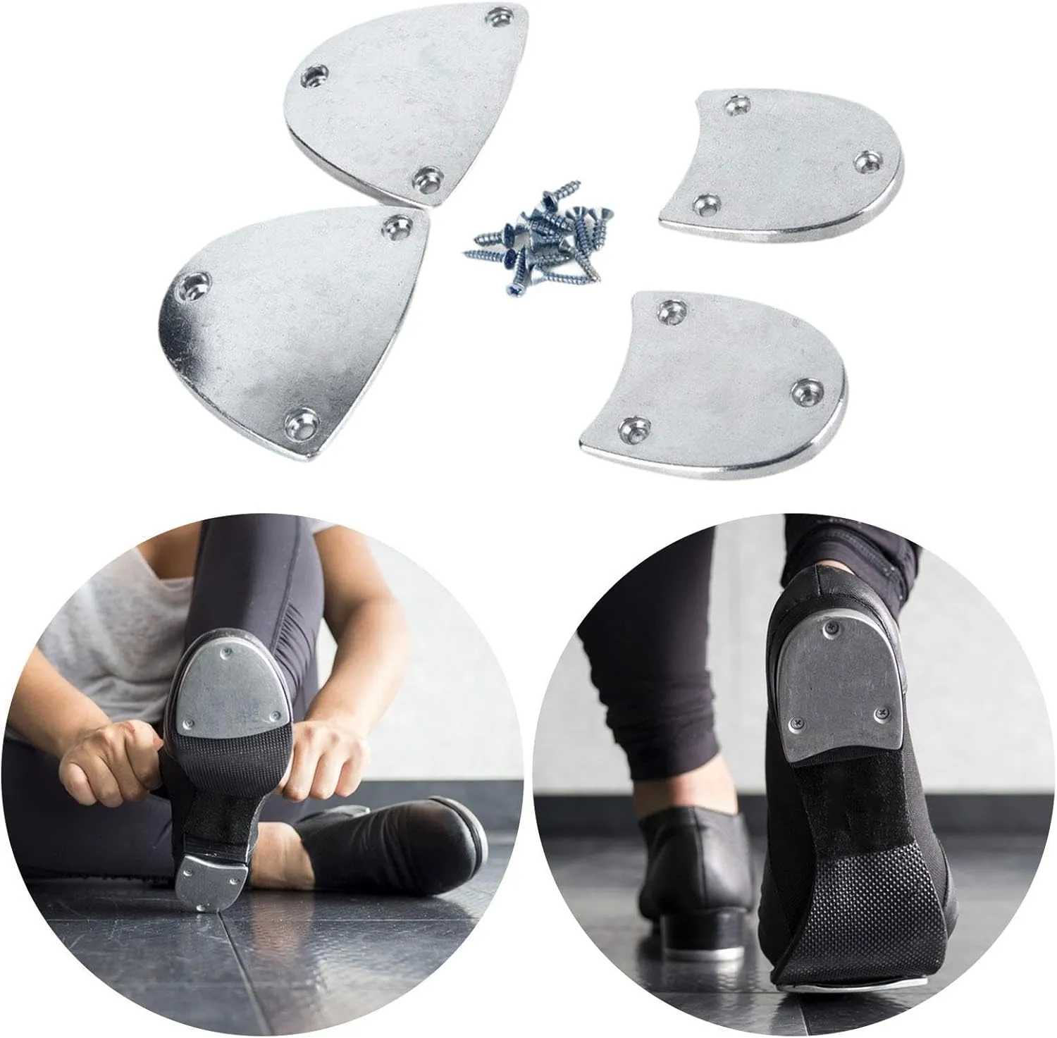 Tap Shoe Sole Protector Repair Pad, Metal Non Slip Shoe Pads for Tap Dance Shoe, Adults S