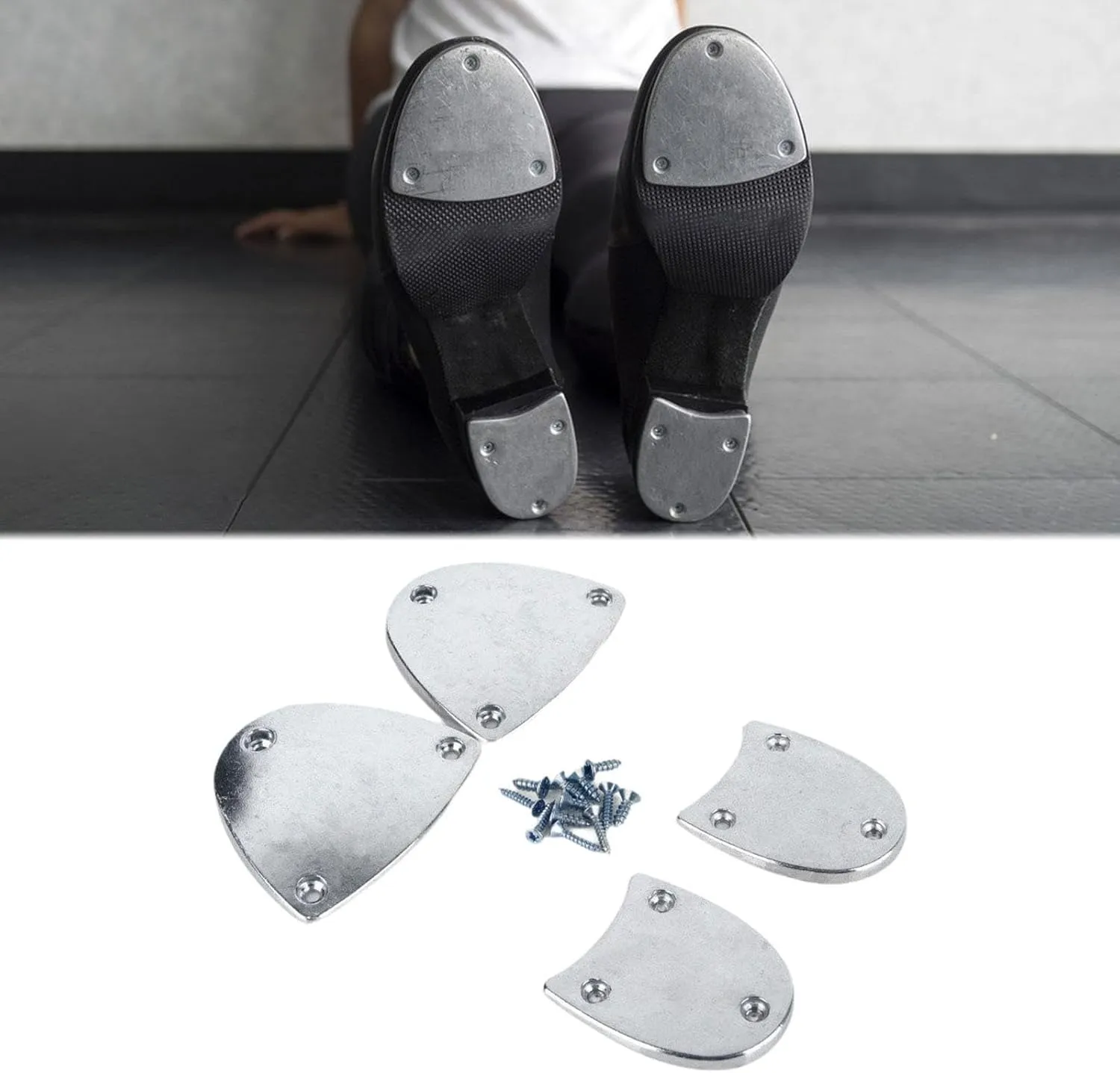 Tap Shoe Sole Protector Repair Pad, Metal Non Slip Shoe Pads for Tap Dance Shoe, Adults S