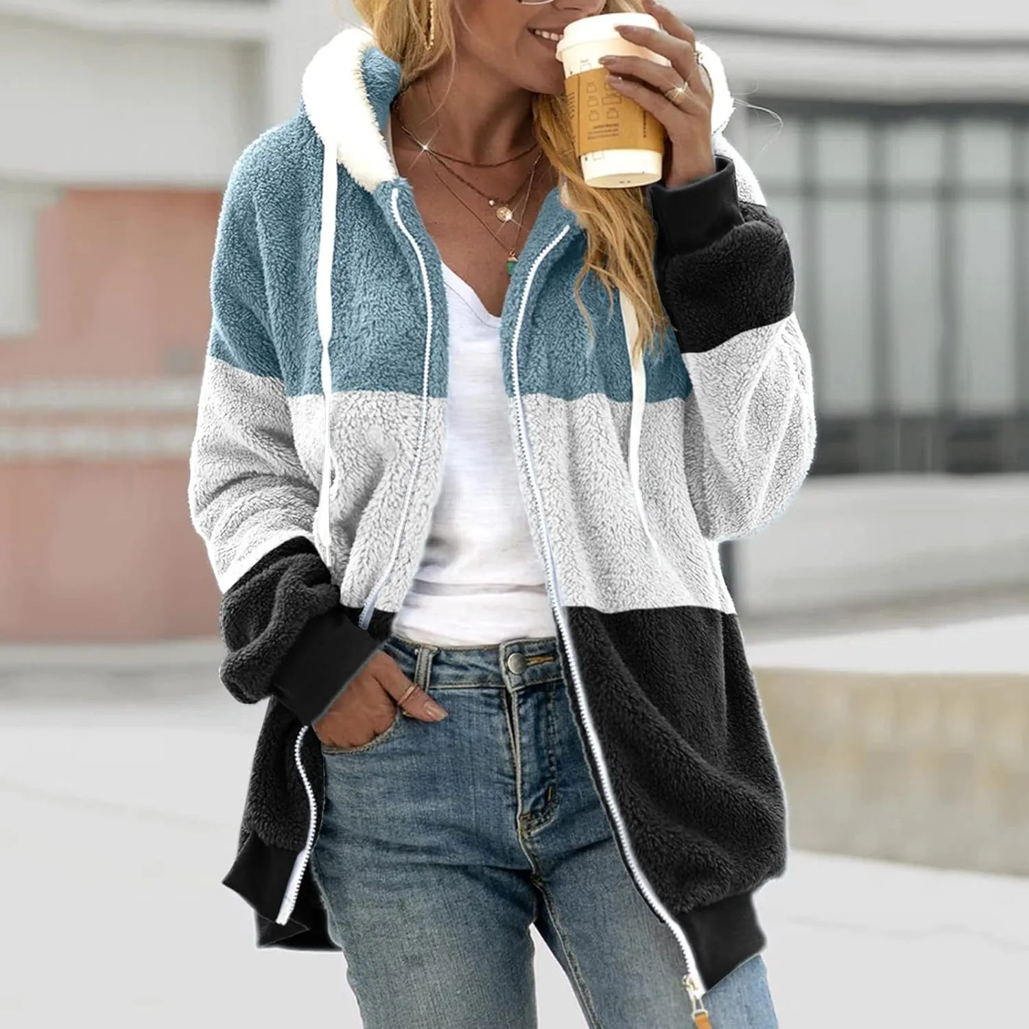 TARIENDY Fleece Jacket Women Trendy 2025 Sherpa Lined Hoodies Zip Up Warm Coats Oversized Winter Casual Cozy Cardigans