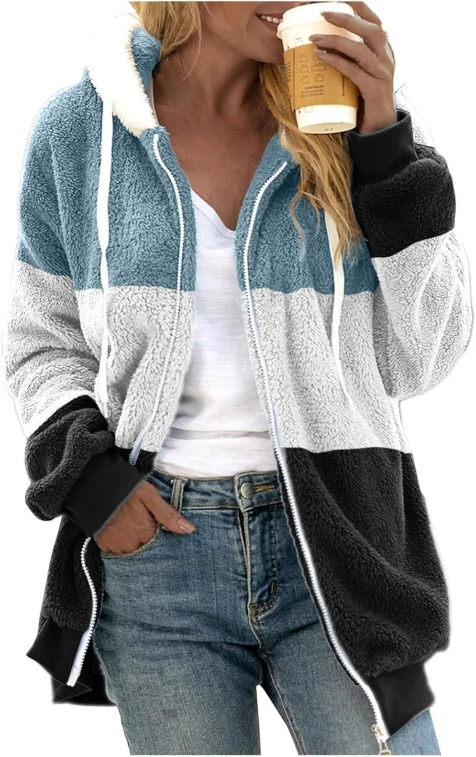 TARIENDY Fleece Jacket Women Trendy 2025 Sherpa Lined Hoodies Zip Up Warm Coats Oversized Winter Casual Cozy Cardigans