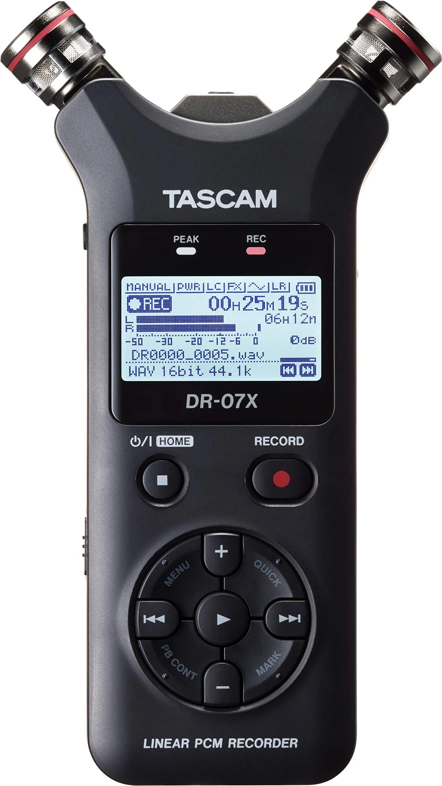 Tascam DR-07X 2-Track Portable Audio Recorder with Onboard Adjustable Stereo Microphone (DR-07X)