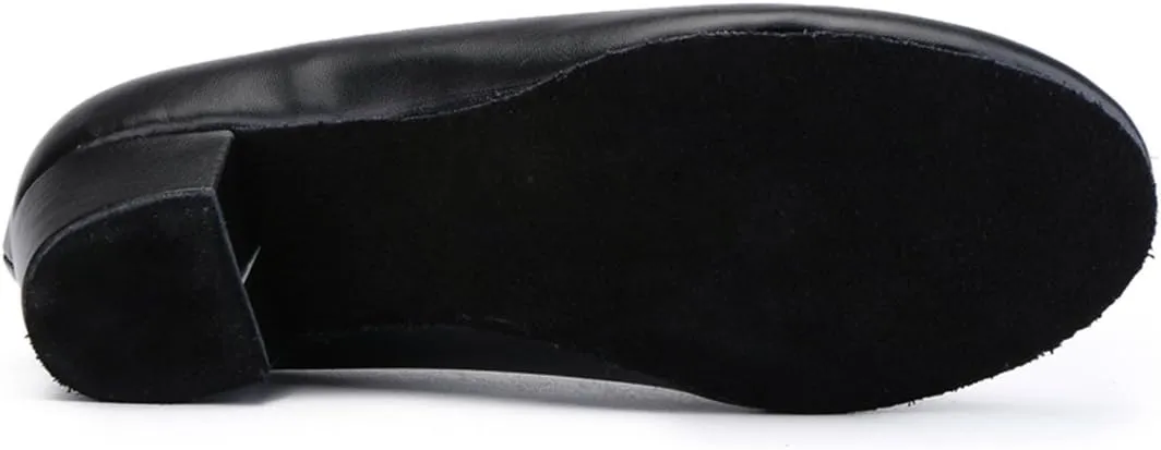 TDA Men's Fashion Lace-up Black Leather 1 Inches Salsa Tango Ballroom Latin Modern Dance Shoes