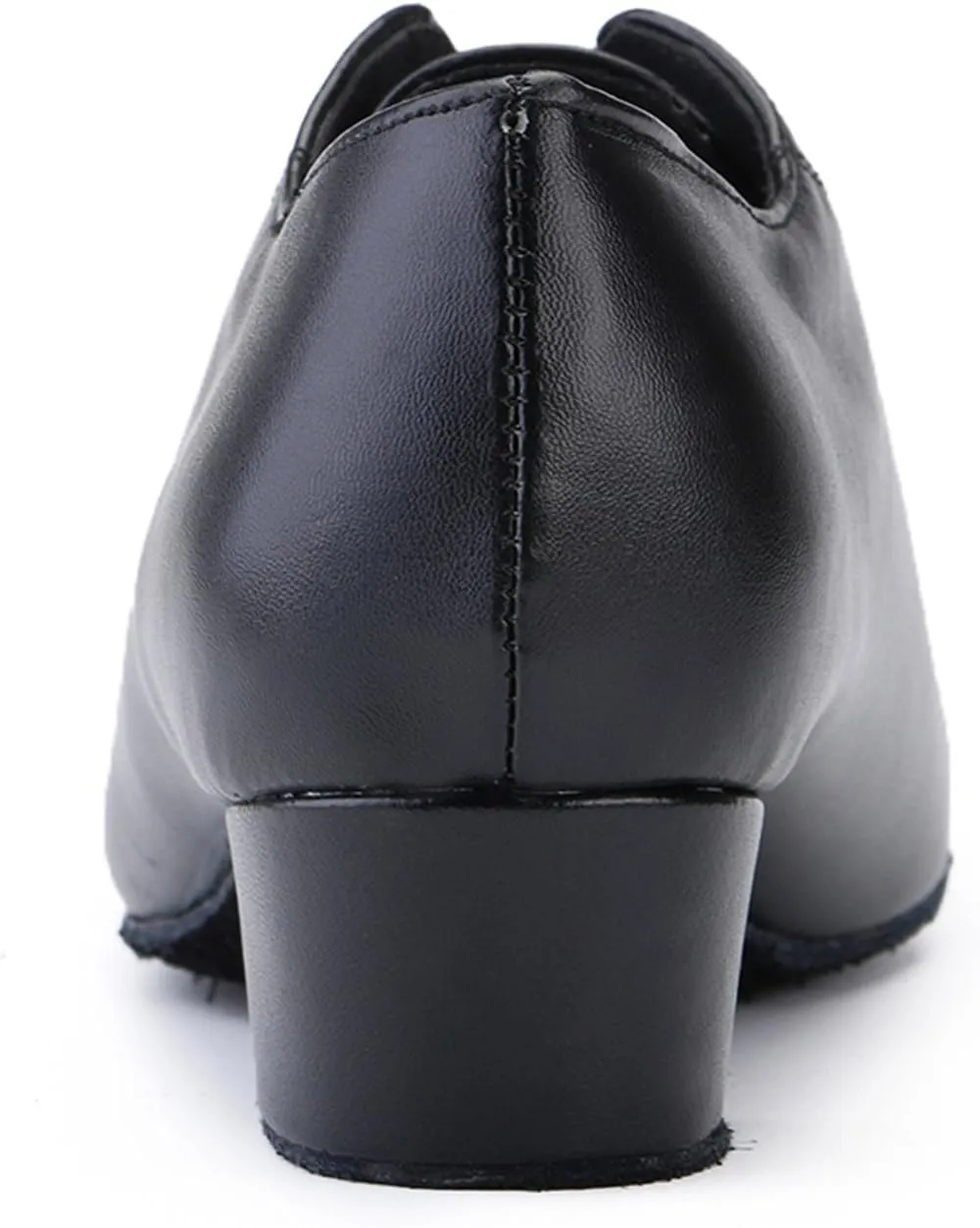 TDA Men's Fashion Lace-up Black Leather 1 Inches Salsa Tango Ballroom Latin Modern Dance Shoes