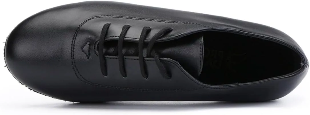 TDA Men's Fashion Lace-up Black Leather 1 Inches Salsa Tango Ballroom Latin Modern Dance Shoes