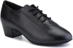 TDA Men's Fashion Lace-up Black Leather 1 Inches Salsa Tango Ballroom Latin Modern Dance Shoes