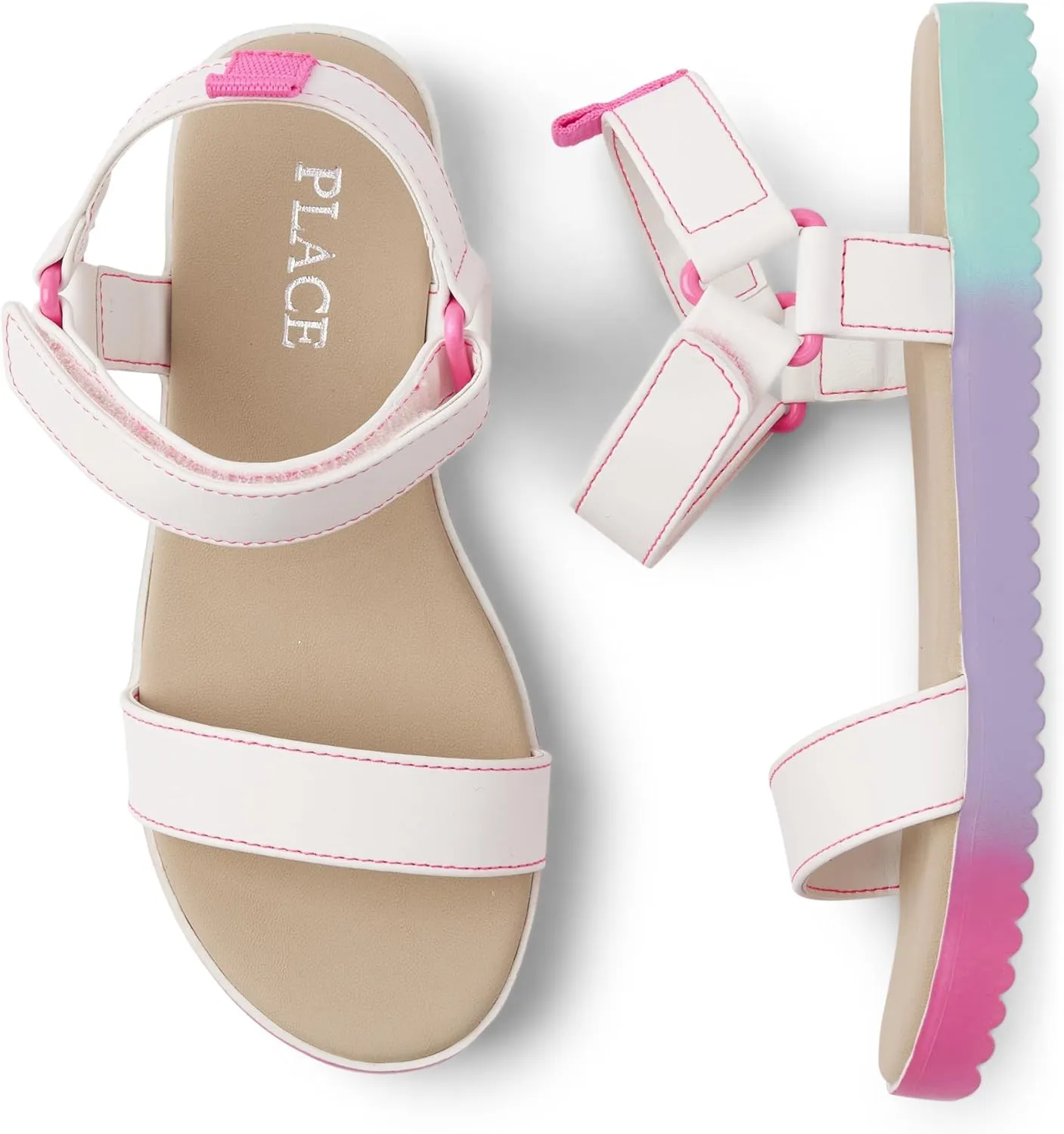 The Children's Place Girls Flat Sandals with Adjustable Ankle Strap