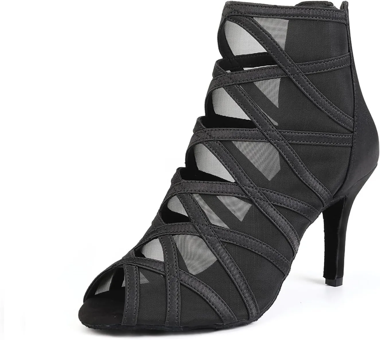 TINRYMX Women's Latin Dance Boots Ballrooom Salsa Tango Open Toe Performance Professional Dance Shoes, Model-YCL445