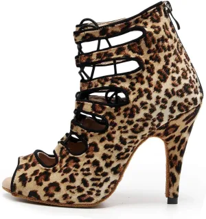 TINRYMX Womens Latin Dance Boots Open Toe Ankle Ballroom Professional Party Salsa Dance Shoes,Model-YCL456