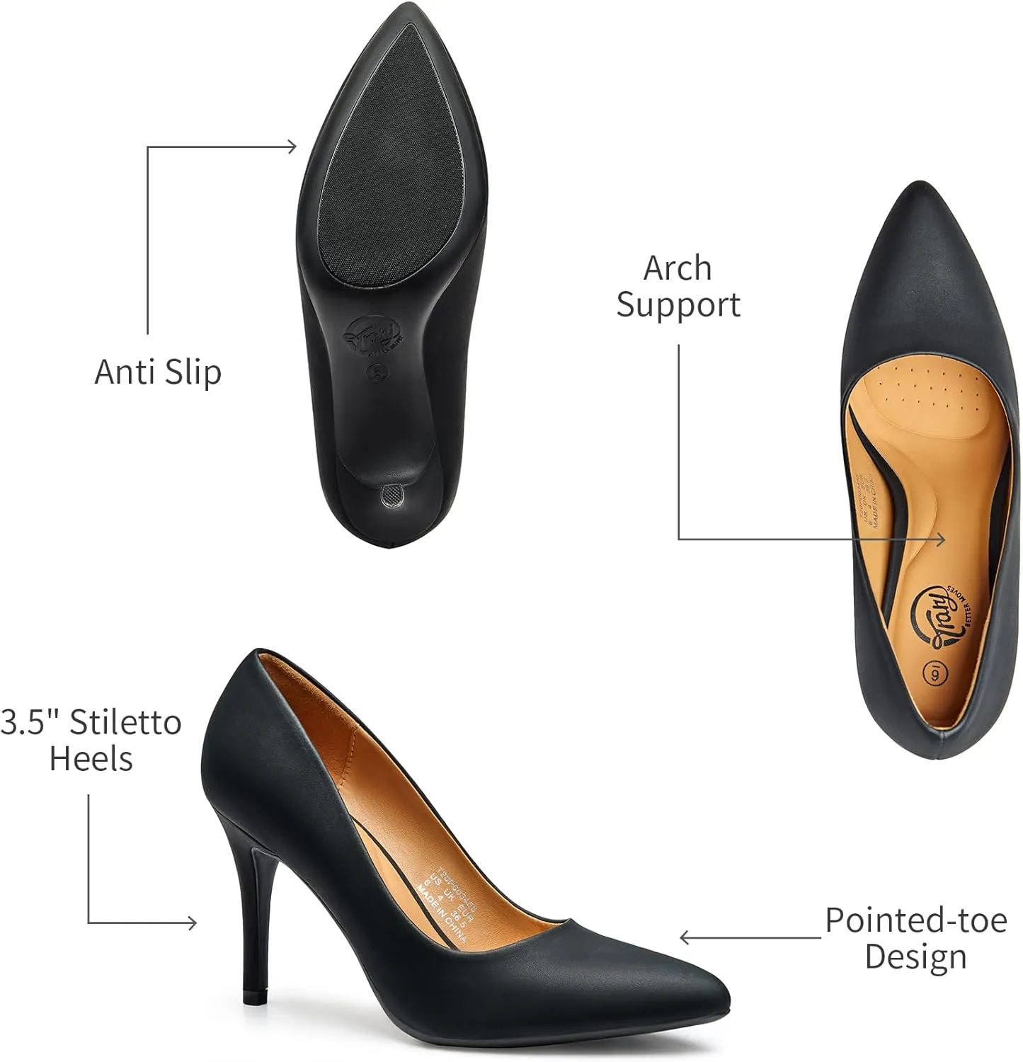 Trary Women??s Slingback Pumps, Black Heels Gold Heels Nude Pink Red Heels, Pointed Toe High Heels for Women Sexy Stiletto Heels Buckle Ankle Strap Closed Toe Pumps Office Party Prom Dress Shoes