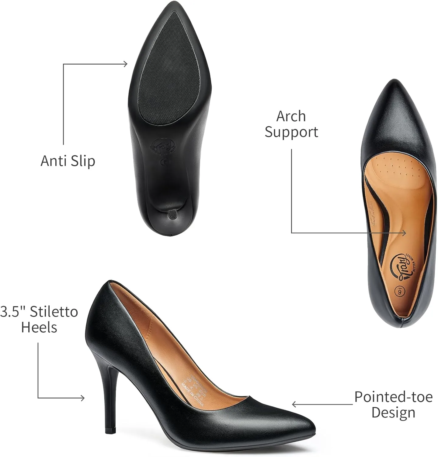 Trary Women??s Slingback Pumps, Black Heels Gold Heels Nude Pink Red Heels, Pointed Toe High Heels for Women Sexy Stiletto Heels Buckle Ankle Strap Closed Toe Pumps Office Party Prom Dress Shoes