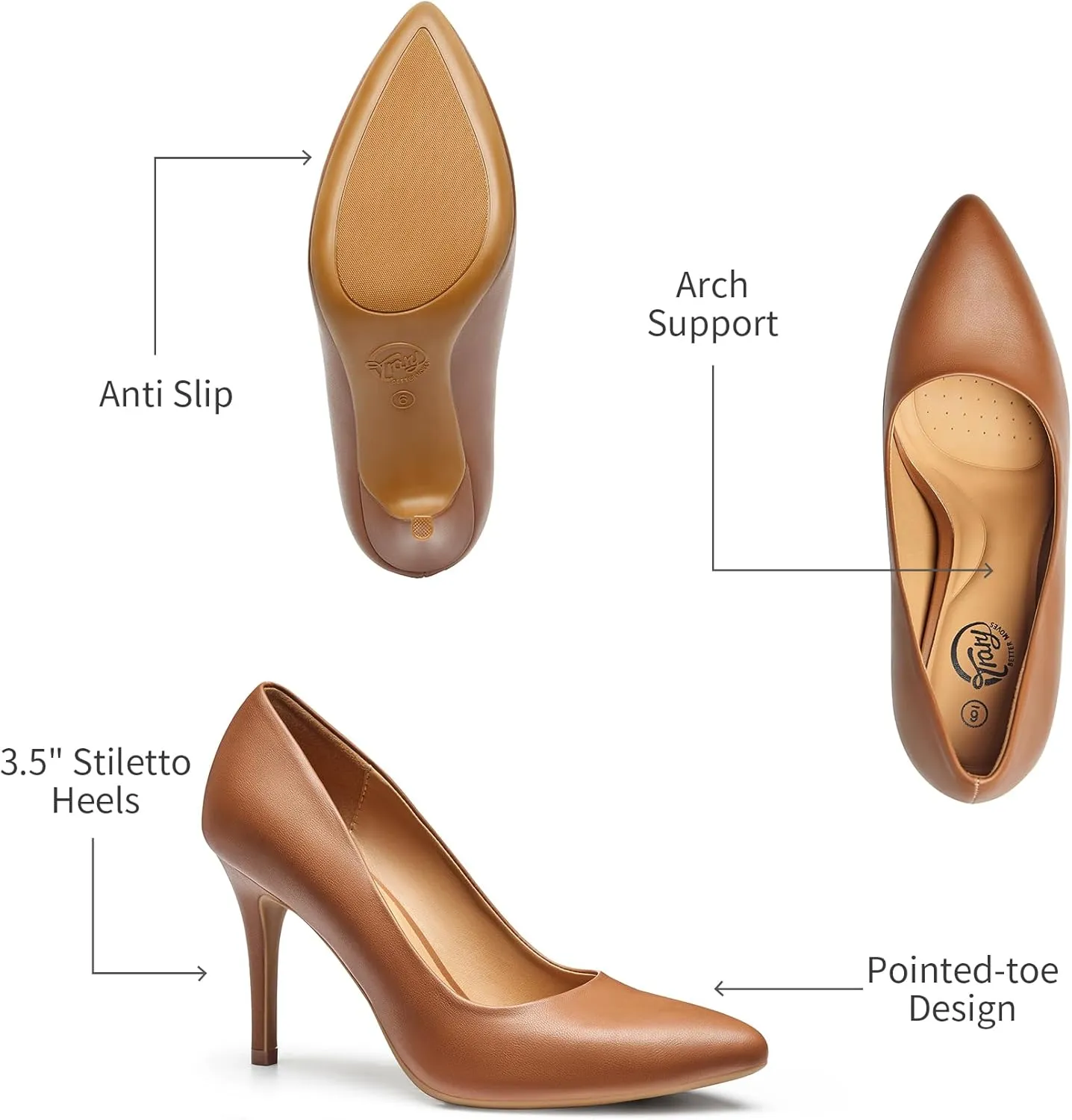 Trary Women??s Slingback Pumps, Black Heels Gold Heels Nude Pink Red Heels, Pointed Toe High Heels for Women Sexy Stiletto Heels Buckle Ankle Strap Closed Toe Pumps Office Party Prom Dress Shoes