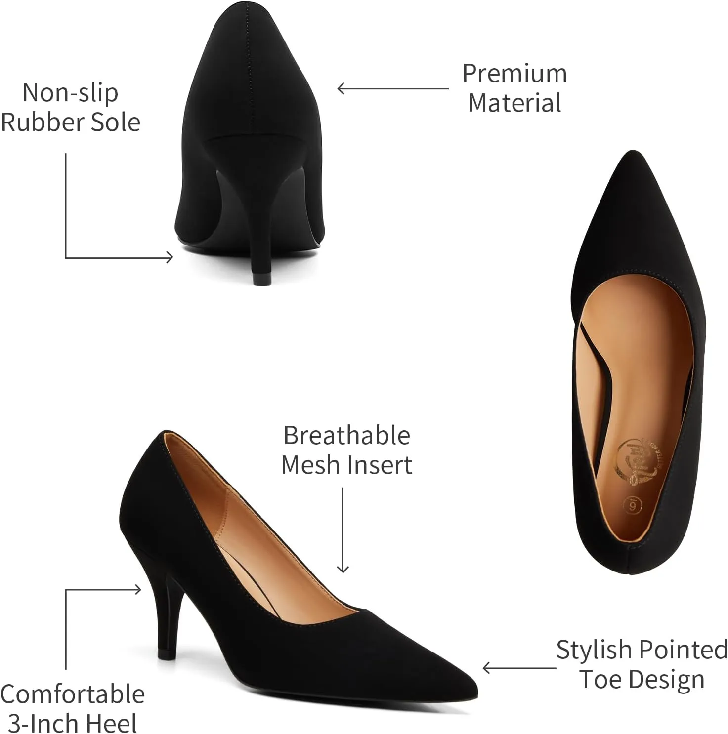 Trary Women??s Slingback Pumps, Black Heels Gold Heels Nude Pink Red Heels, Pointed Toe High Heels for Women Sexy Stiletto Heels Buckle Ankle Strap Closed Toe Pumps Office Party Prom Dress Shoes