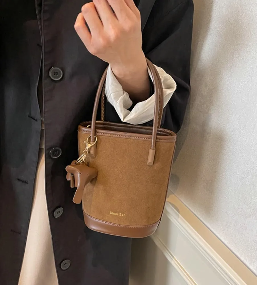 Trendy Suede Bucket Bag Shoulder Bag Vintage Clutch Bag Crossbody Bag Purse Satchel Top-Handle Bags for Women Girls