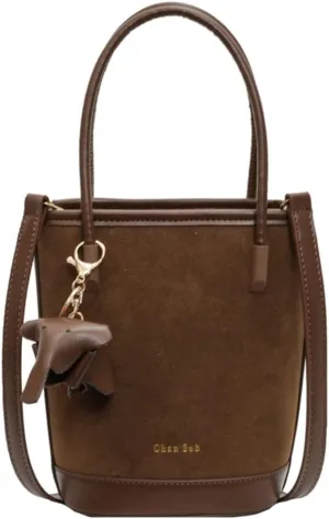 Trendy Suede Bucket Bag Shoulder Bag Vintage Clutch Bag Crossbody Bag Purse Satchel Top-Handle Bags for Women Girls