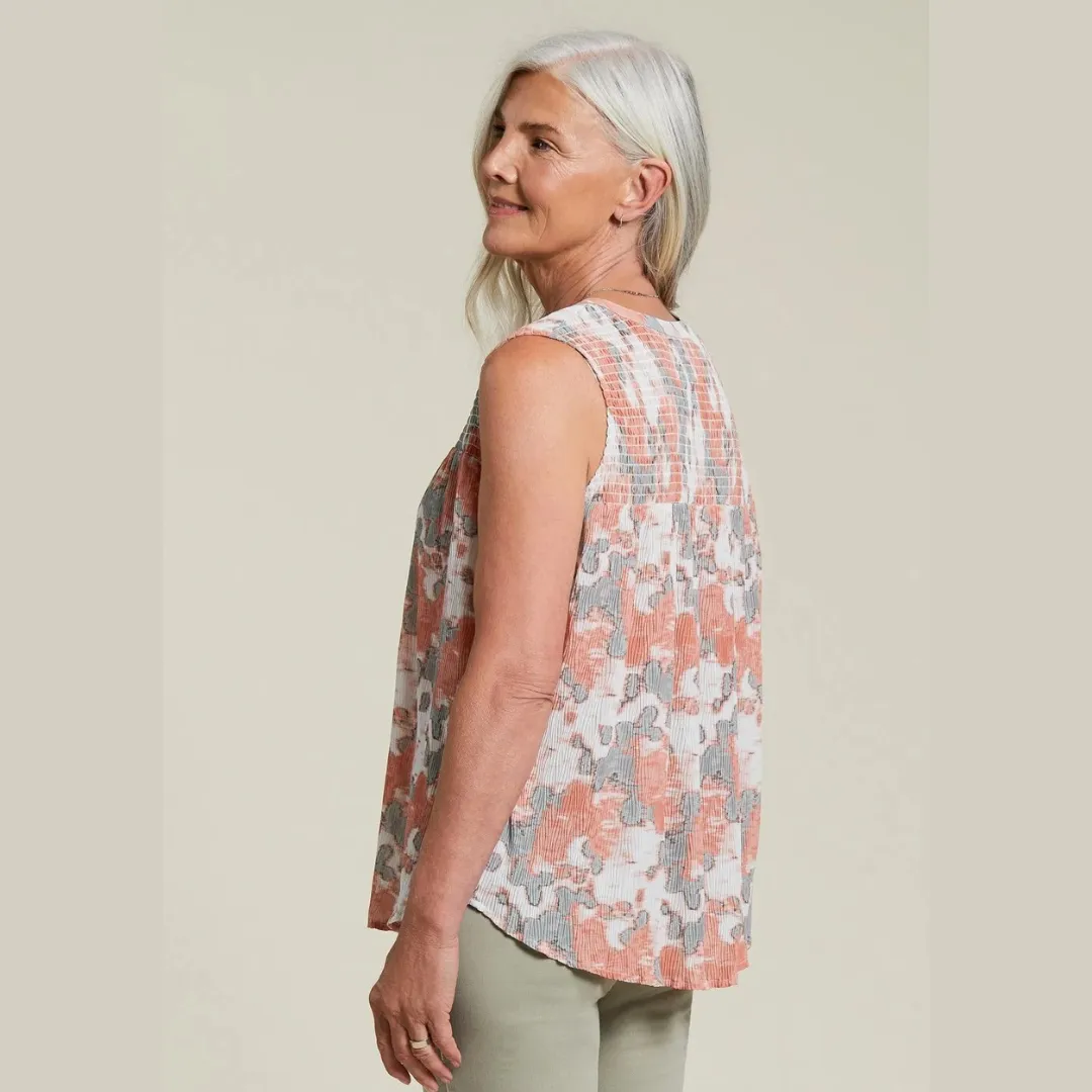 Tribal Sleeveless Smocked Blouse Tango