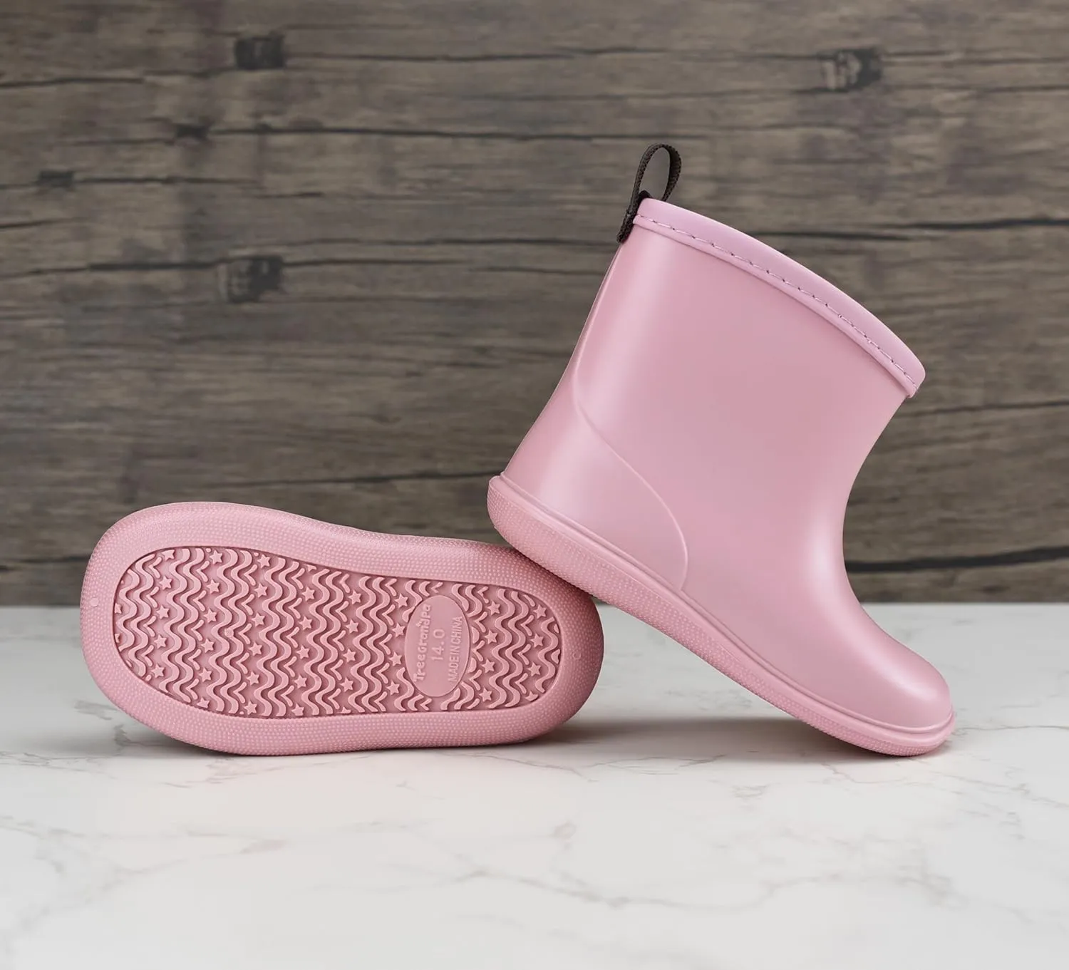 TRIWORIAE-Kids Toddler Rubber Rain Shoes PVC Waterproof Rain Boot Non-Slip Wellington Boots for Children Boys/Girls
