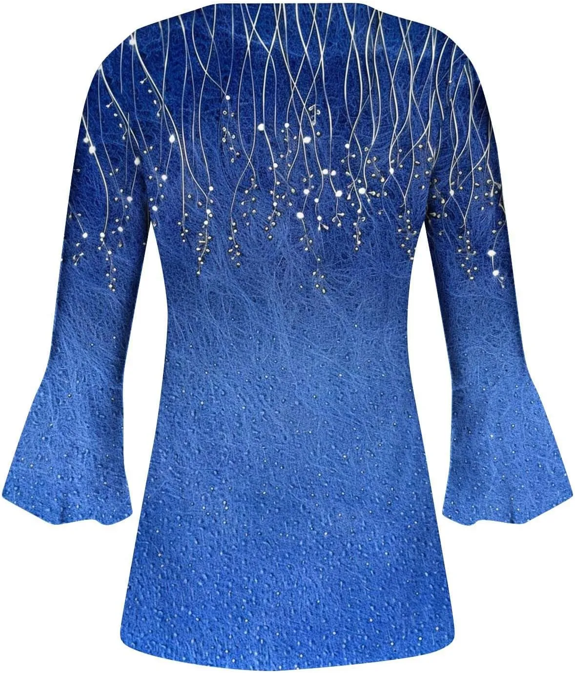 Tunic Henley Tops for Womens 2025 Trendy Boho Floral Print Tunics Shirts 3/4 Bell Sleeve Button V Neck Tshirt Blouses