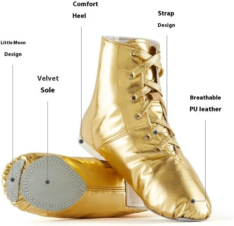 Unisex Kids Lace-up Jazz Dance Shoes Canvas Soft Leather Split Sole Ballet Boots for Girls Boys (Toddler/Little Kid/Big Kid)