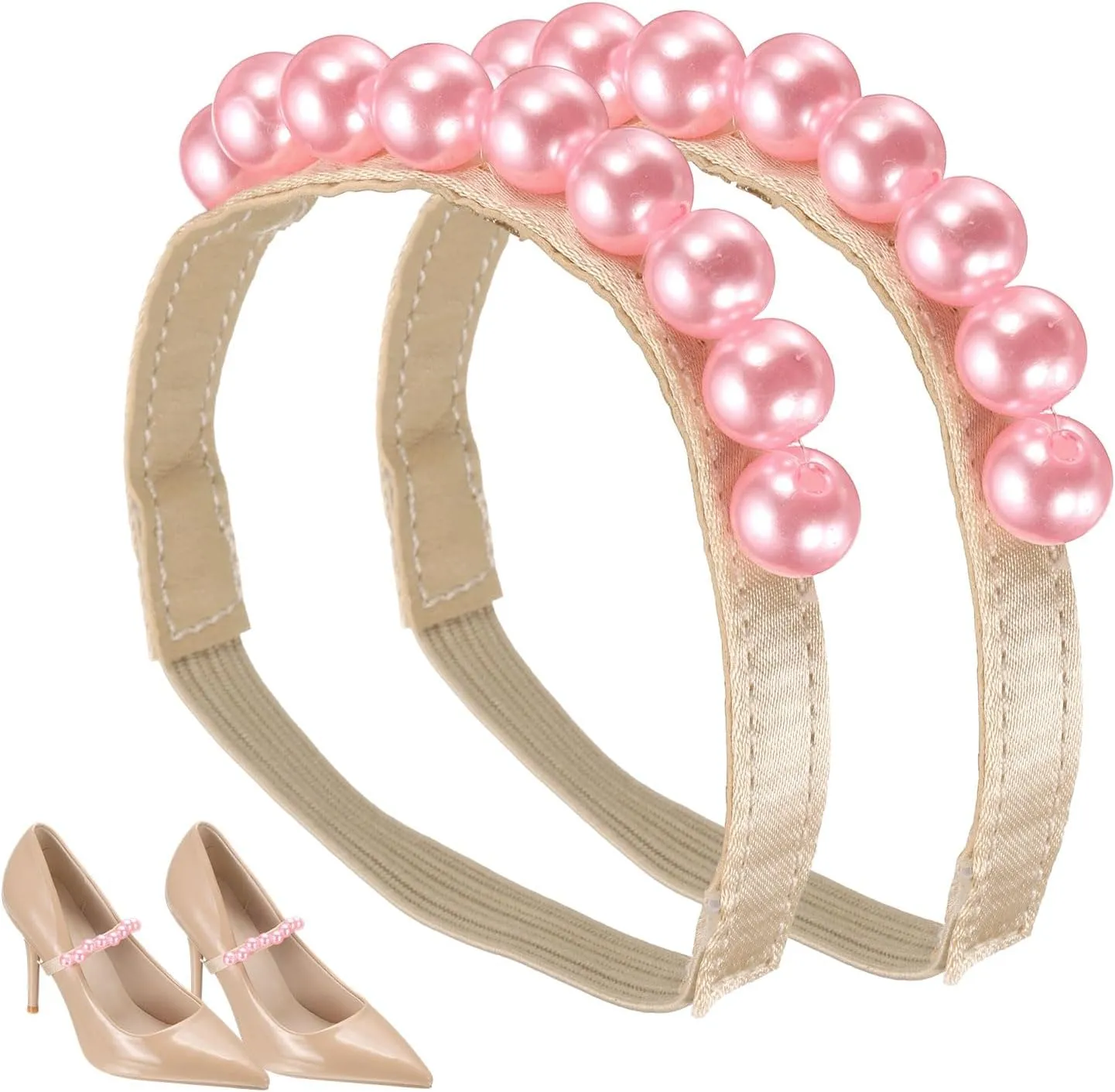 uxcell High Heels Shoe Straps, Beads Elastic Shoe Straps Heels Detachable Ankle Straps Replacement