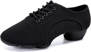 VEACAM Women's Jazz Sports Shoes, Lace Up Breathable Split Sole Ballroom Performance Dance Footwear
