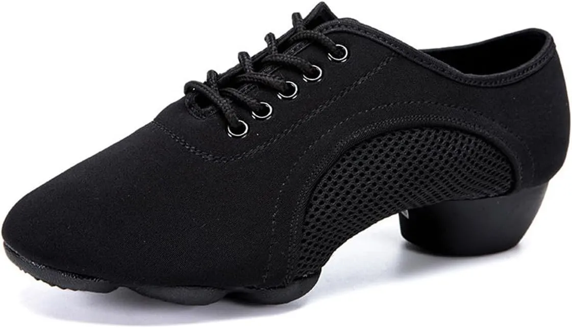 VEACAM Women's Jazz Sports Shoes, Lace Up Breathable Split Sole Ballroom Performance Dance Footwear