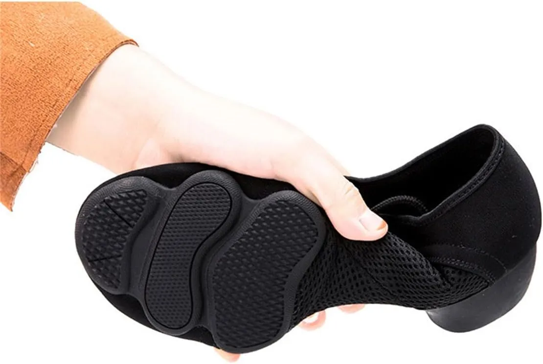 VEACAM Women's Jazz Sports Shoes, Lace Up Breathable Split Sole Ballroom Performance Dance Footwear