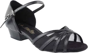 Very Fine Women's Ballroom Dance Shoes Salsa Latin Practice Dance Shoes Black PU & Black Mesh 6027FTEB Comfortable Dance Shoes 1" Heel 6.5 M US [Bundle of 5]