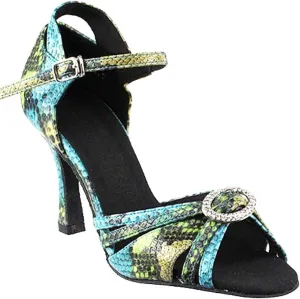Very Fine Women's Ballroom Dance Shoes Tango Wedding Salsa Dance Shoes Blue & Green Snake Sera1154EB Comfortable Dance Shoes 3" Heel 5 M US [Bundle of 5]