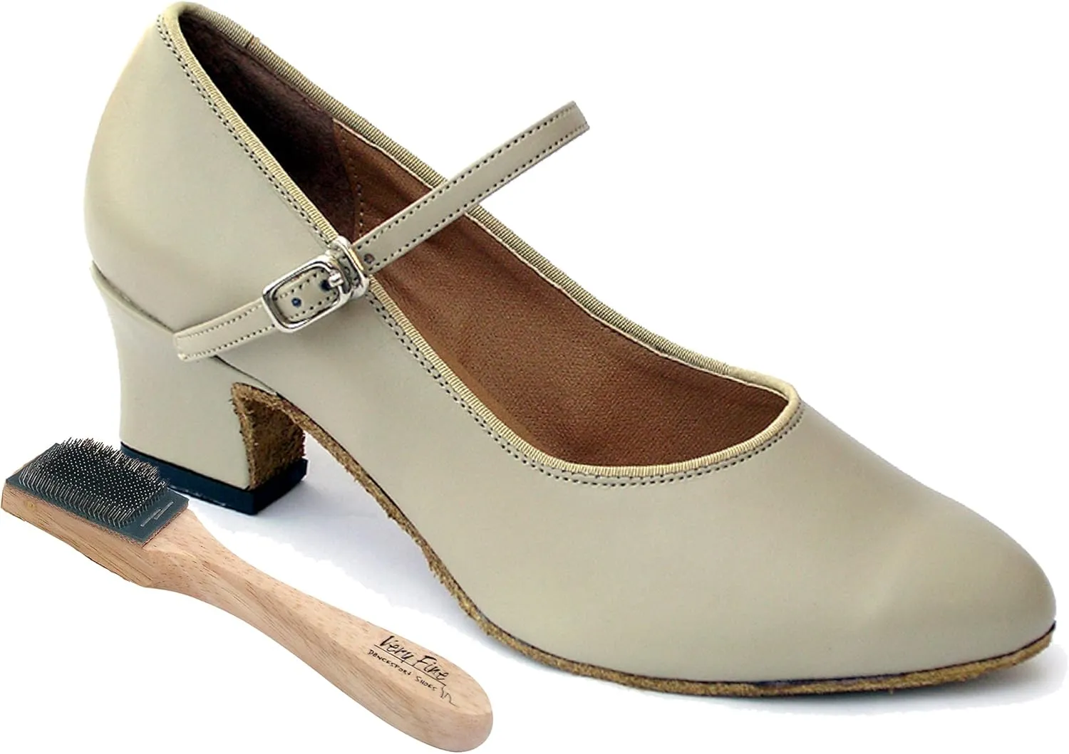 Very Fine Women's Salsa Ballroom Practice Latin Dance Shoes 1682 Bundle - Shoe Wire Brush 2" Heel