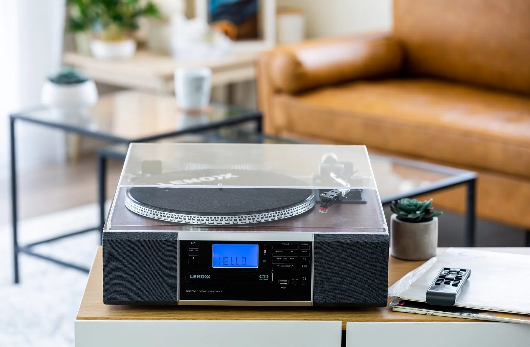 Vinyl Turntable Speaker with Radio, CD, Records, AUX & More