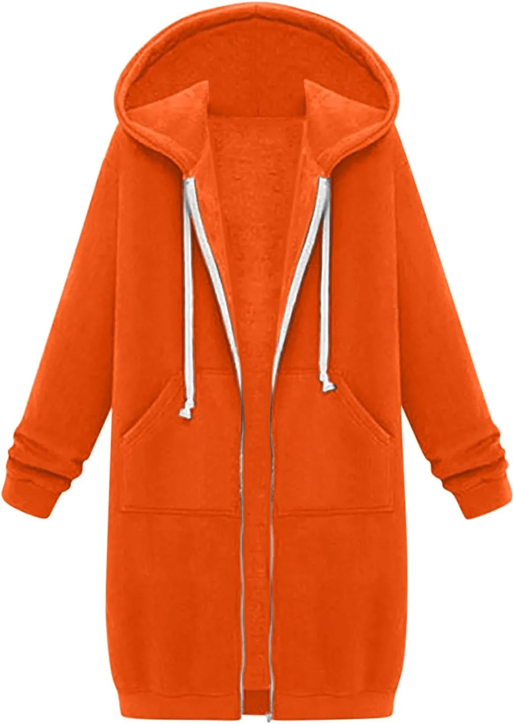 Winter Fleece Lined Women's Hoodies Casual Solid Soft Sherpa Sweatshirts Warm Zip up Tunic Long Coats with Pockets