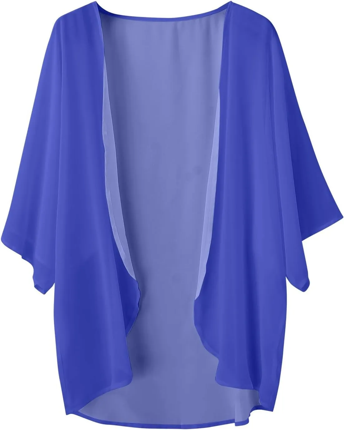 Women Chiffon Kimono Cardigan Dressy 3/4 Puff Sleeve Summer Beach Cover Up Sheer Capes Open Front Casual Shrug Blouse Tops