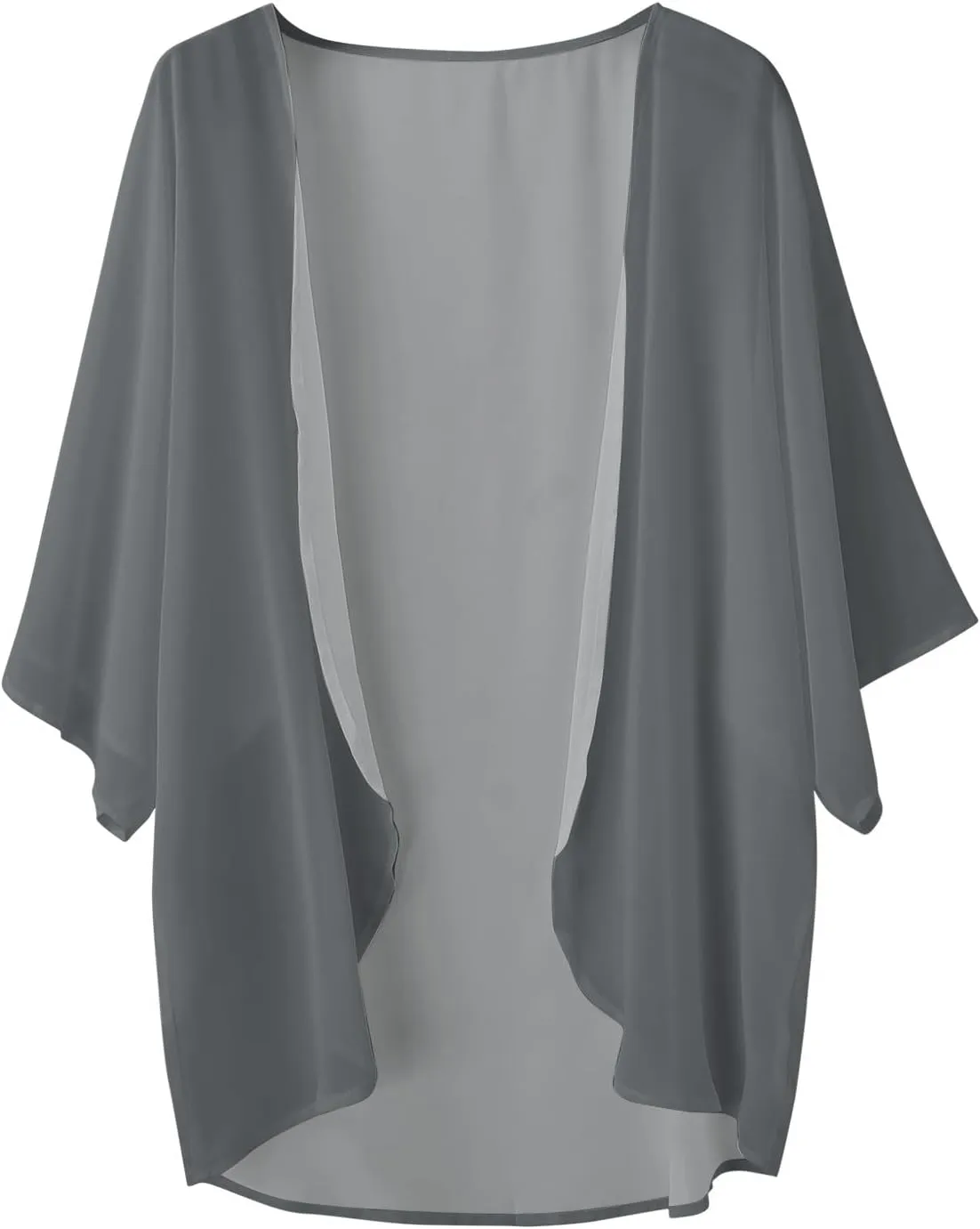 Women Chiffon Kimono Cardigan Dressy 3/4 Puff Sleeve Summer Beach Cover Up Sheer Capes Open Front Casual Shrug Blouse Tops