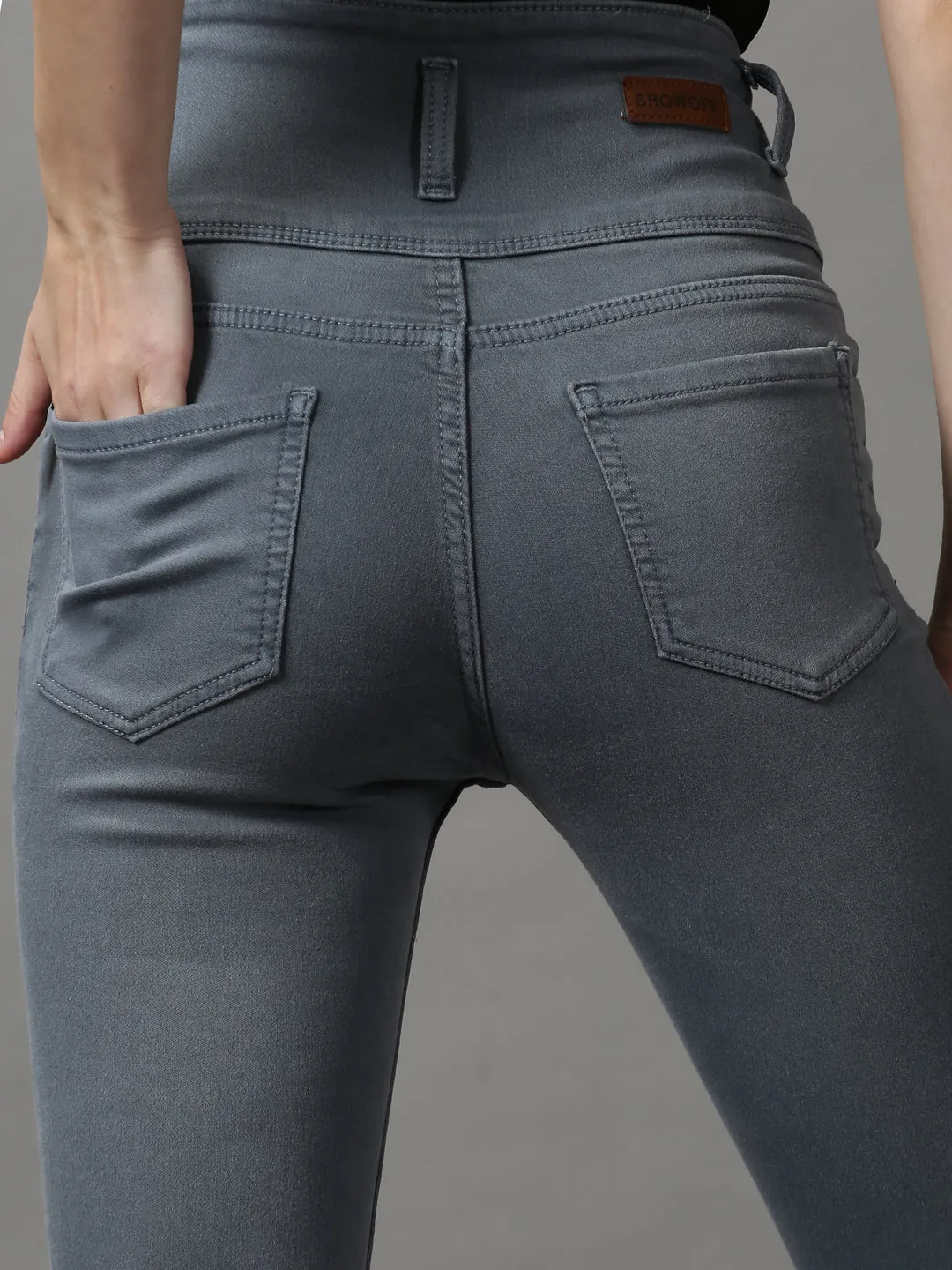 Women Grey Skinny Fit High-Rise Stretchable Denim Jeans