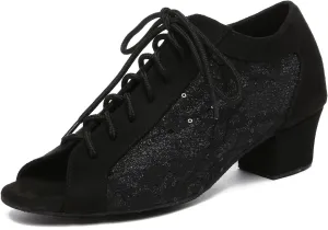 Women Latin Dance Shoes Lace up Ballroom Practice Dance Shoes Latin Salsa Practice Performance Dance Shoes,Model L595