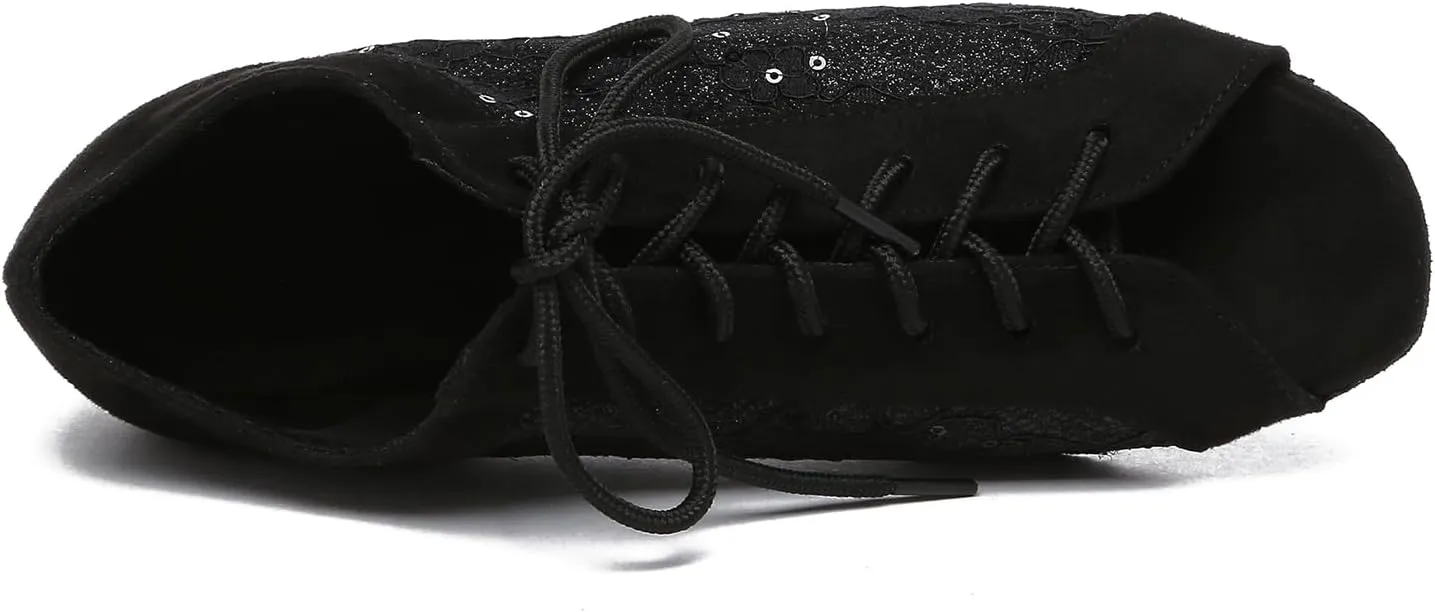 Women Latin Dance Shoes Lace up Ballroom Practice Dance Shoes Latin Salsa Practice Performance Dance Shoes,Model L595