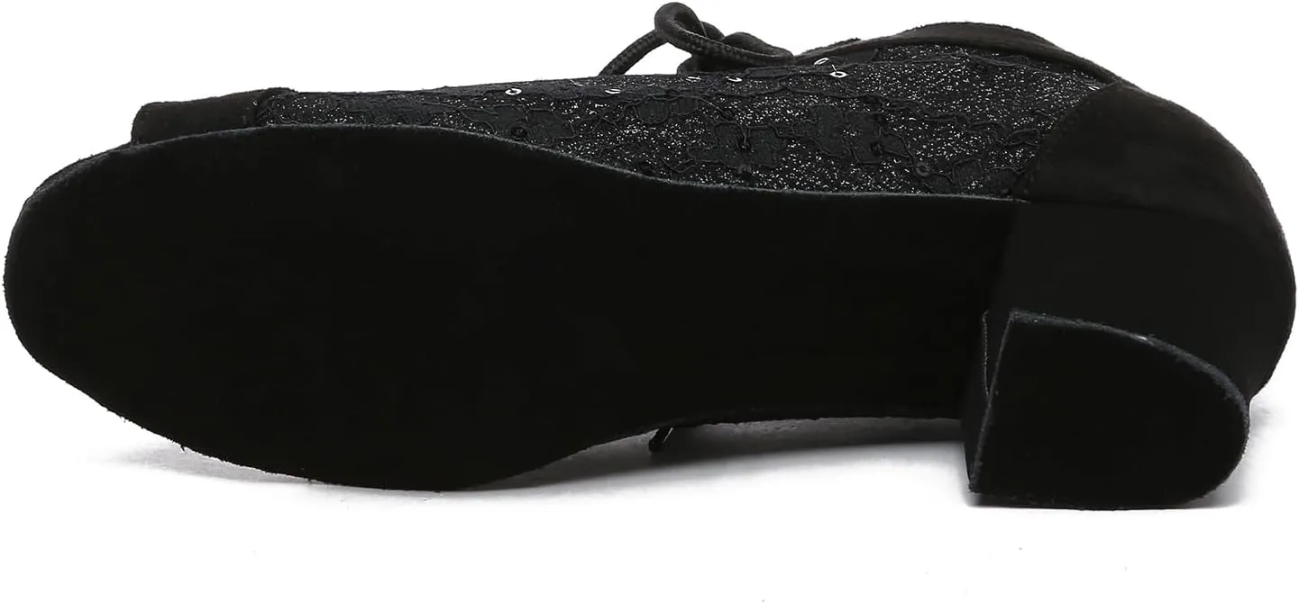 Women Latin Dance Shoes Lace up Ballroom Practice Dance Shoes Latin Salsa Practice Performance Dance Shoes,Model L595
