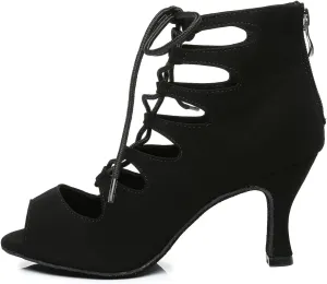 Women Latin Dance Shoes Peep Toe Ballroom Modern Salsa Rhythm Teaching Professional Practice Performance Dance Shoes