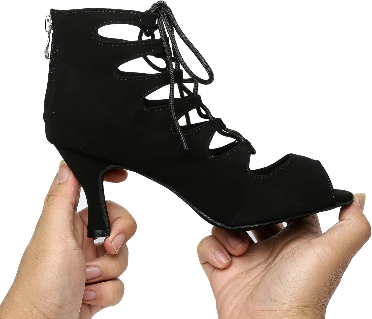 Women Latin Dance Shoes Peep Toe Ballroom Modern Salsa Rhythm Teaching Professional Practice Performance Dance Shoes