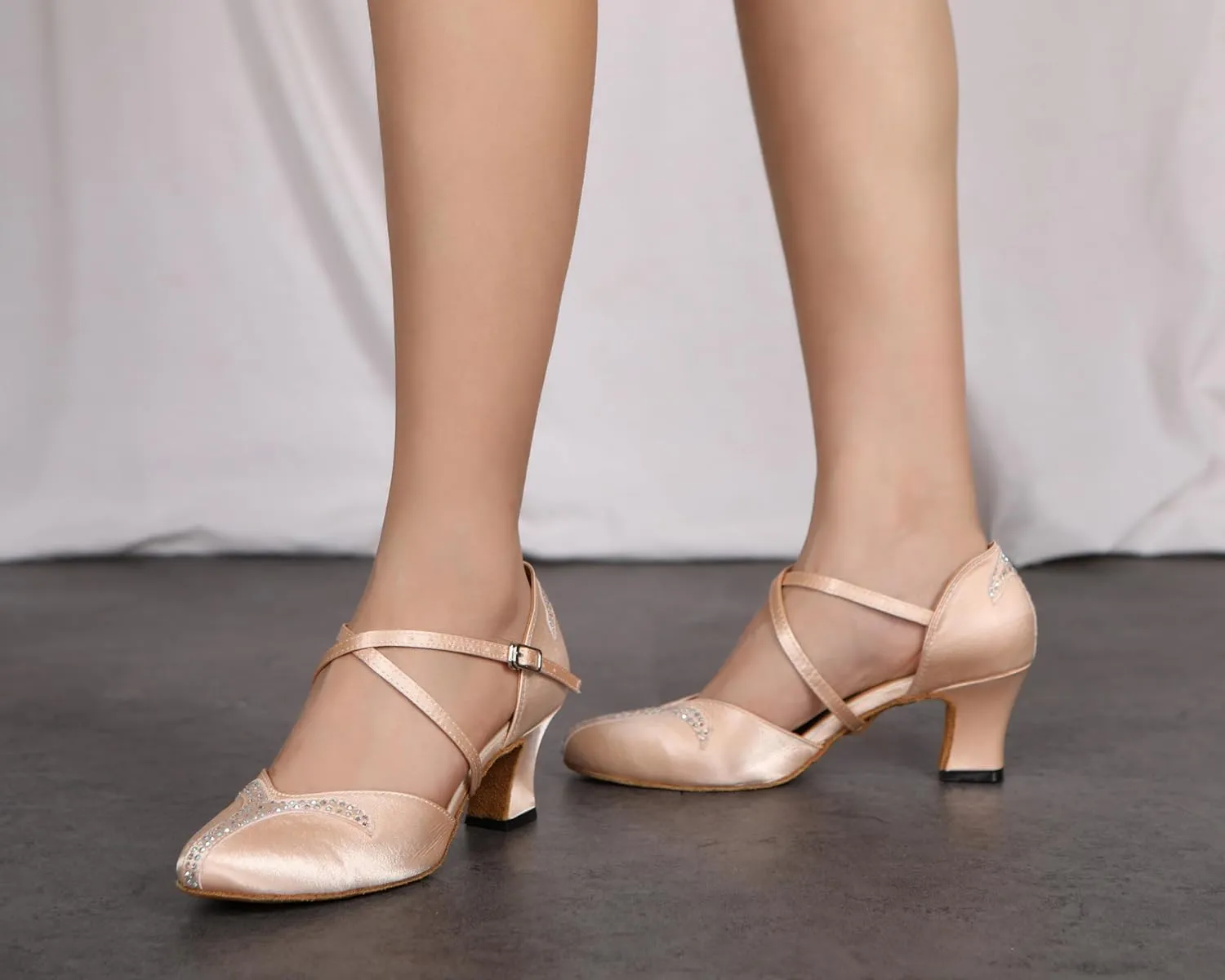 Women Latin Dance Shoes Stain Salsa Tango Ballroom Dancing Shoes Rhinestone Character Shoes